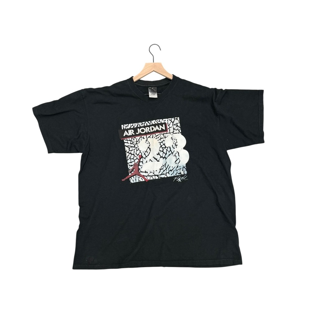 Vintage Air Jordan Flight‎ 23 T-Shirt Black Elephant Print Graphic XL